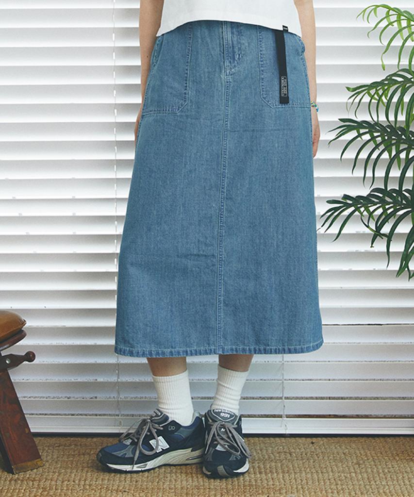 Columbia University Columbia Trajan Label Belted Denim Long Skirts Light Denim