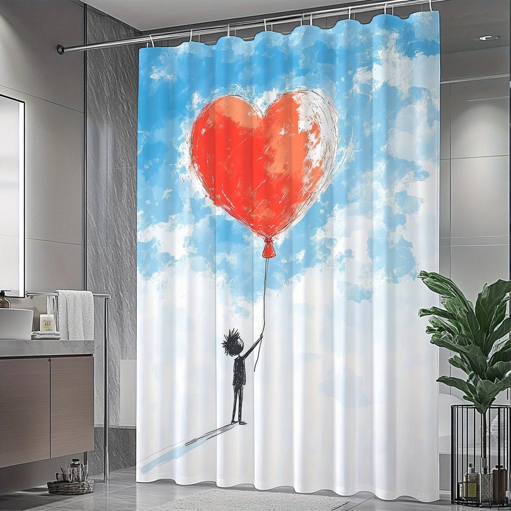 1pc Aesthetic Trend Personalized Digital Artwork Impressive Pattern Bathroom Decoration Digital Printed Shower Curtain
