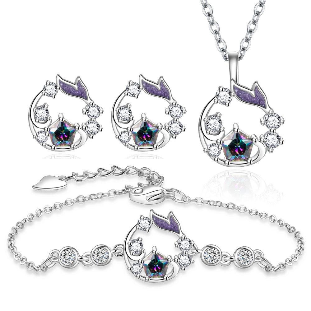Romantic Whale Has You Necklace, Stud Earrings, Bracelet Set, Female Light Luxury Whale Pendant, Collarbone Chain.