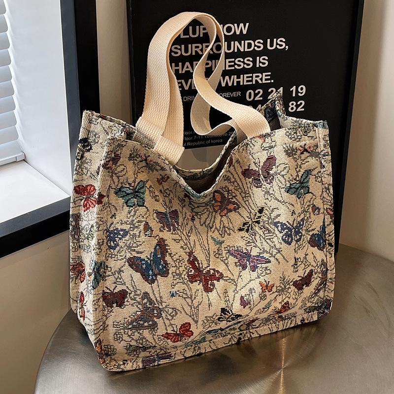 Large Capacity Commuter Tote Bag Women's Canvas Bag Female College Student Class Fashion Shoulder Handbag