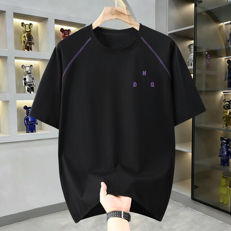 Men's Plus Size Letter Print Short Sleeve T-Shirt, Casual Loose Crew Neck Summer Tee (4XL-10XL)