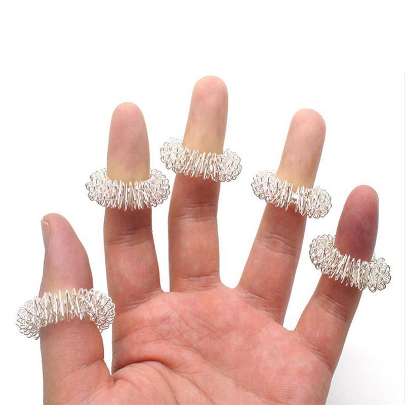 Finger Massage Rings Chinese Medicine Acupuncture Ring Health Care Hand Relax Gold Silver