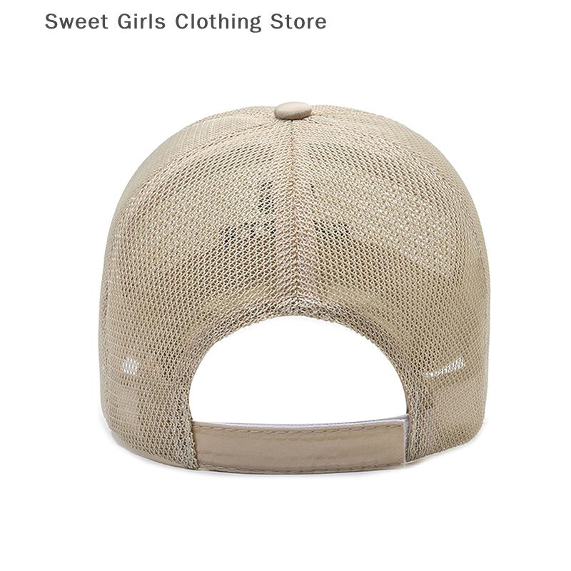 Summer Mesh Baseball Cap Women Men Letter Embroidered Patch Snapback Hat Casual Breathable Unisex Street Hip Hop Trucker Caps
