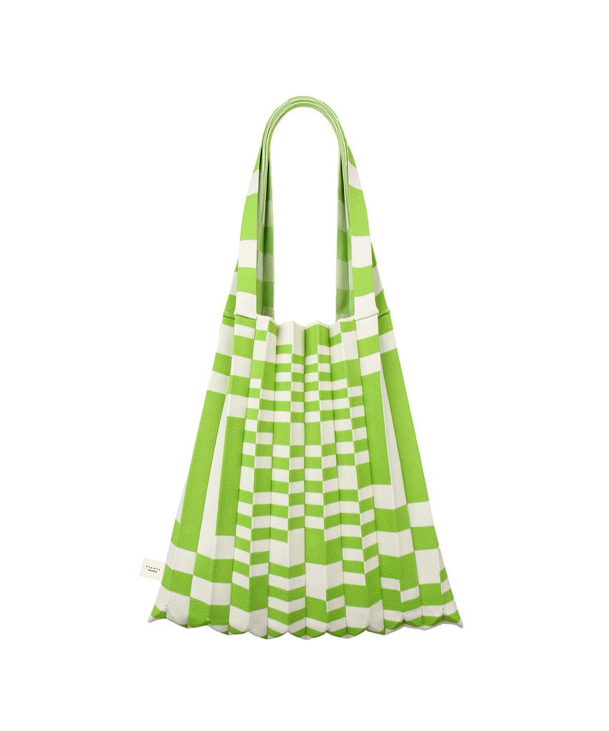 Pleatsmama Grid Green Shoulder Bag