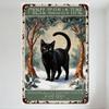 Mfoever Vintage Black Cat Tin Sign Snowy Winter Scene Wall Decor Once Upon A Time Wholeheartedly Loved Cats Metal Poster Distressed R