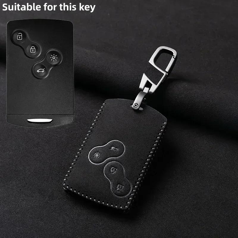 Leather Car Key Cover For Renault Kadjar Captur Clio Megane 2 3 4 RS Koleos Logan Scenic Duster Card Case Key CHAIN Accessories