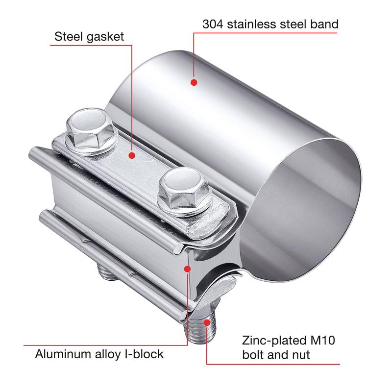 Car Exhaust Pipe Clamp 50-100mm Stainless Steel Heavy Duty Exhaust Coupler Muffler Clamp Automotive Replacement Exhaust Clamps