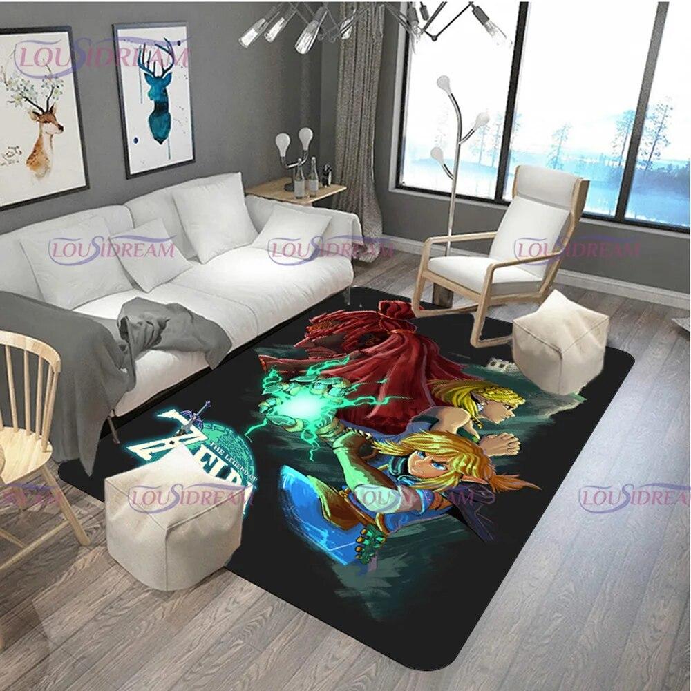 Cartoon Z-Zeldas Carpet Anime Rug Kids Carpets Living Room Tea Table Mats Bedroom Rug Washable Floor Mats Area Mat Gift Blanket