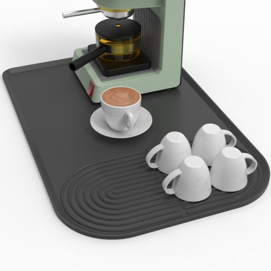 Silikon Kaffeemaschinenmatte Küchentheke Trockenmatte Rutschfest Rechteck Schnelltrocknend Geschirr Schüssel Teller Essgeschirr Platzset