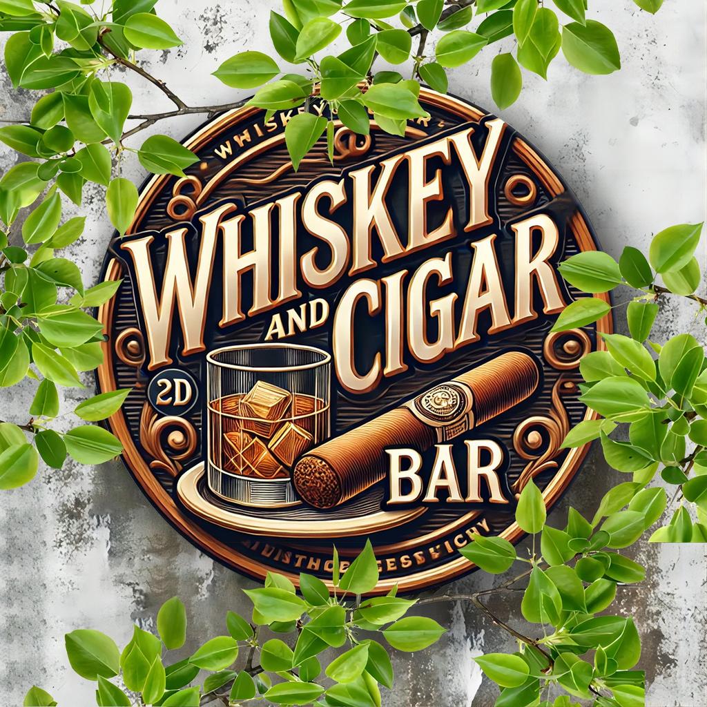 Mfoever Vintage Whiskey  Cigar Metal Wall Art  Xin Wooden Sign for Bar Man Cave and Home Decor
