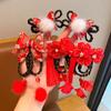 Zopf Haar Chinesisches Neujahr Kopfschmuck Blume Rote Schleife Haarnadel Liebenswert Hanfu Haarstäbchen Kinder