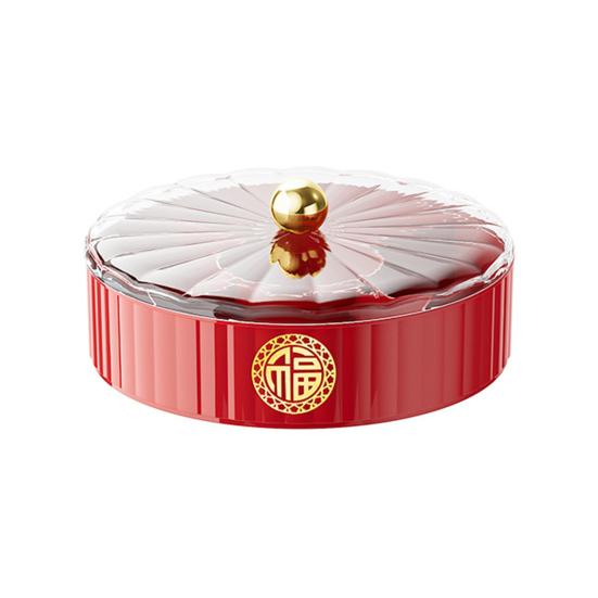 Single/Double/Triple Layer Divided Serving Tray with Lid Chinese New Year Serving Bowl Decorative Dessert Dish Snacks Platter for Spring Festival