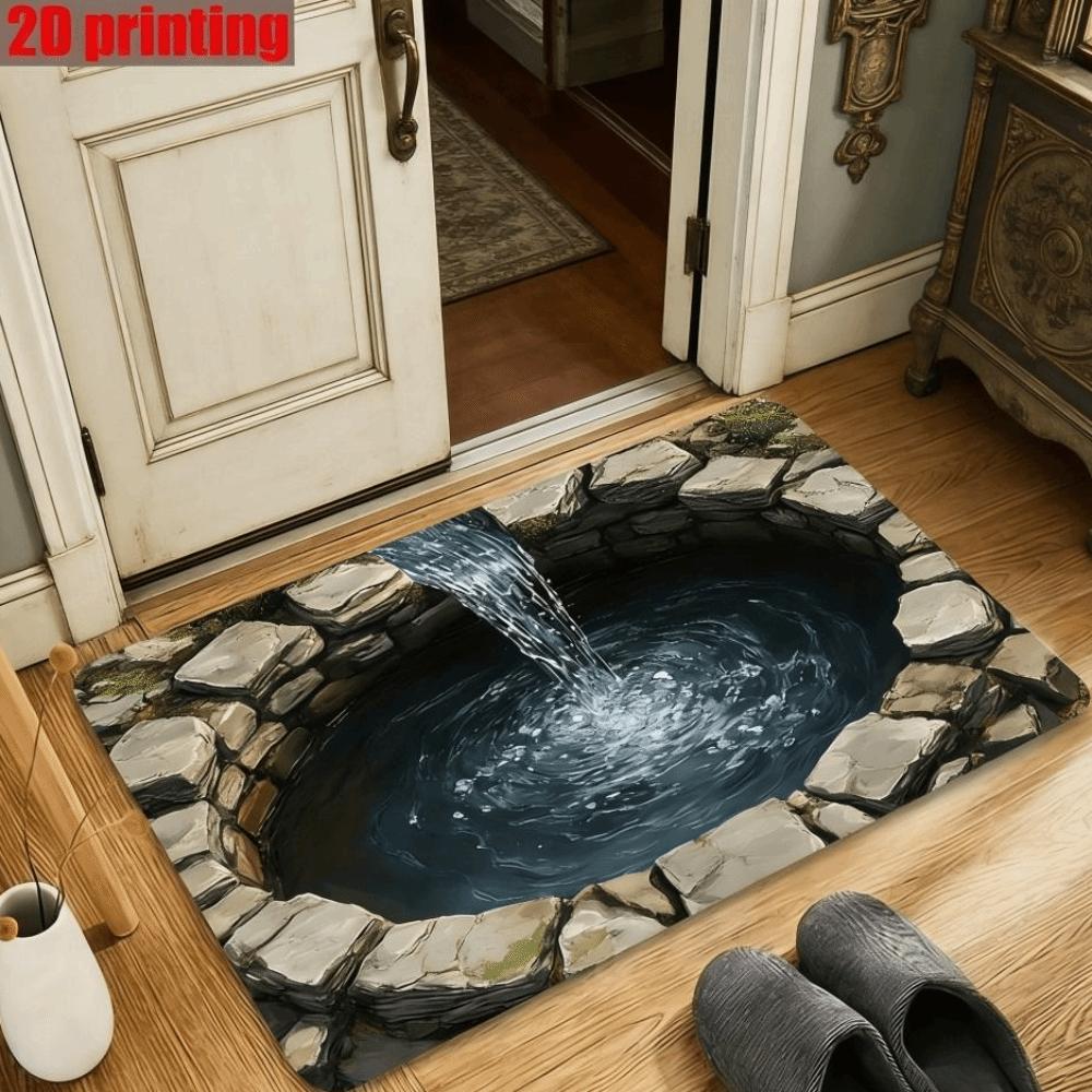 Absorpční rohožka s optickou iluzí 3D plochý koberec ke dveřím do ložnice Koupelnový koberec Domácí dekorace