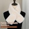 Solid Color Cross Scarf Faux Mink Fur Neckerchief Wrap Faux Rabbit Fur Scarf  Autumn Winter