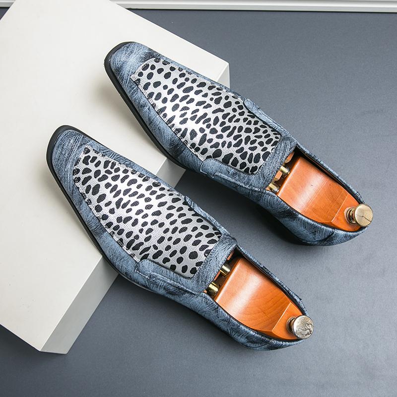 Mode Sommer Neu Leopardenmuster Herrenschuhe Spitz Slipper Hochwertiges Leder Oxford Schuhe Bürokleiderschuhe Luxus Hochzeitsschuhe