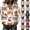 Women's Christmas Print Long Sleeve Hooded Pullover Sweatshirt