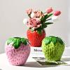 Mini Creative Strawberry Shaped Vase Flower Pot Decorative Ceramic Vase for Flower Arrangement Home Living Room Decoration Ornament