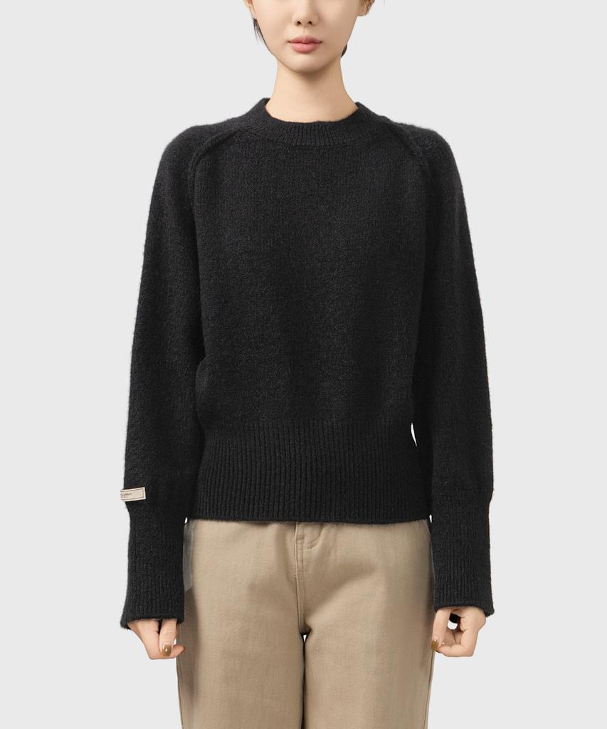 Keulleiseu Tana Semi-Crop Knit Sweater_Gray