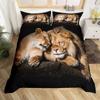 Lion Duvet Cover Set Microfiber Couple Bedding Set For Boys Teens 3D Animal Print Comforter Cover African Wildlife Quilt Cover