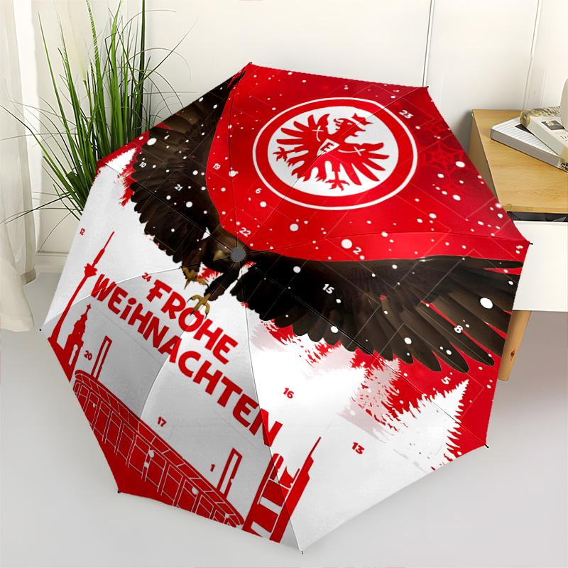 1 PC Automatic Folding Umbrella - Frankfurt Football Pattern Portable Foldable Design With 8 Ribs Christmas Birthday Gifts