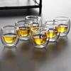 6pcs Set Double Layered Glass Cup Heat-resisting Mini Tea Water Cups Fashion Transparent Drinkware Vodka Brandy Mugs Household
