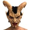 Scary Mask Demon Devil Lucifer Horn Latex Masks Halloween Movie Cosplay Decoration Festival Party Supply Props Adults Horrible
