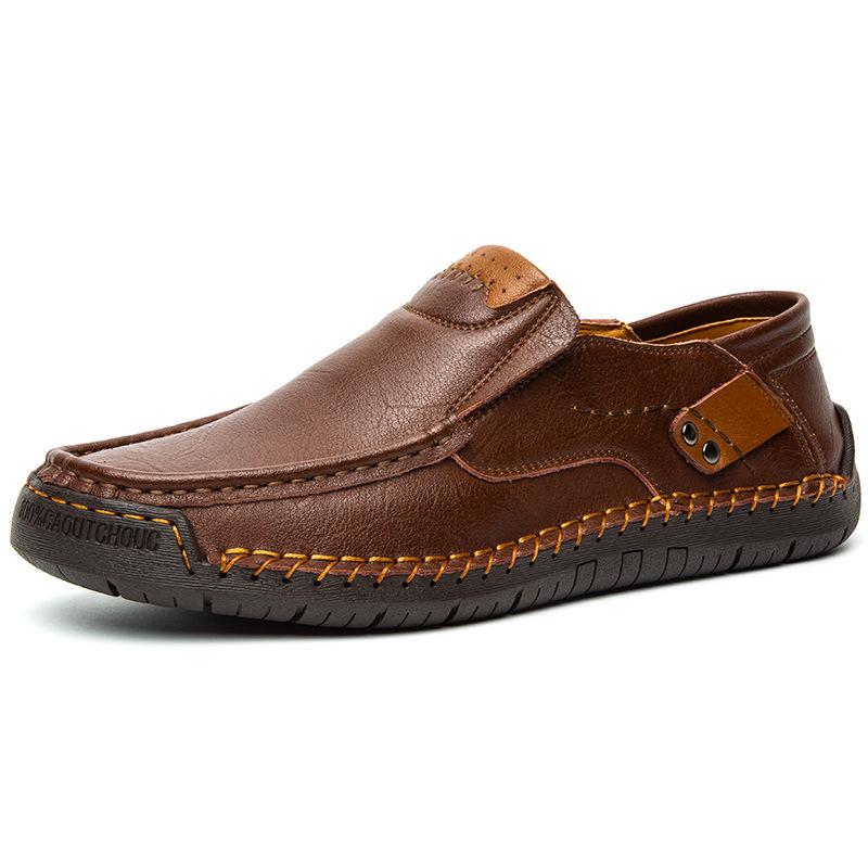 British Leather Shoes Leather Men's Casual Single Shoes Handmade Shoes Stitched Casual Leather Shoes
