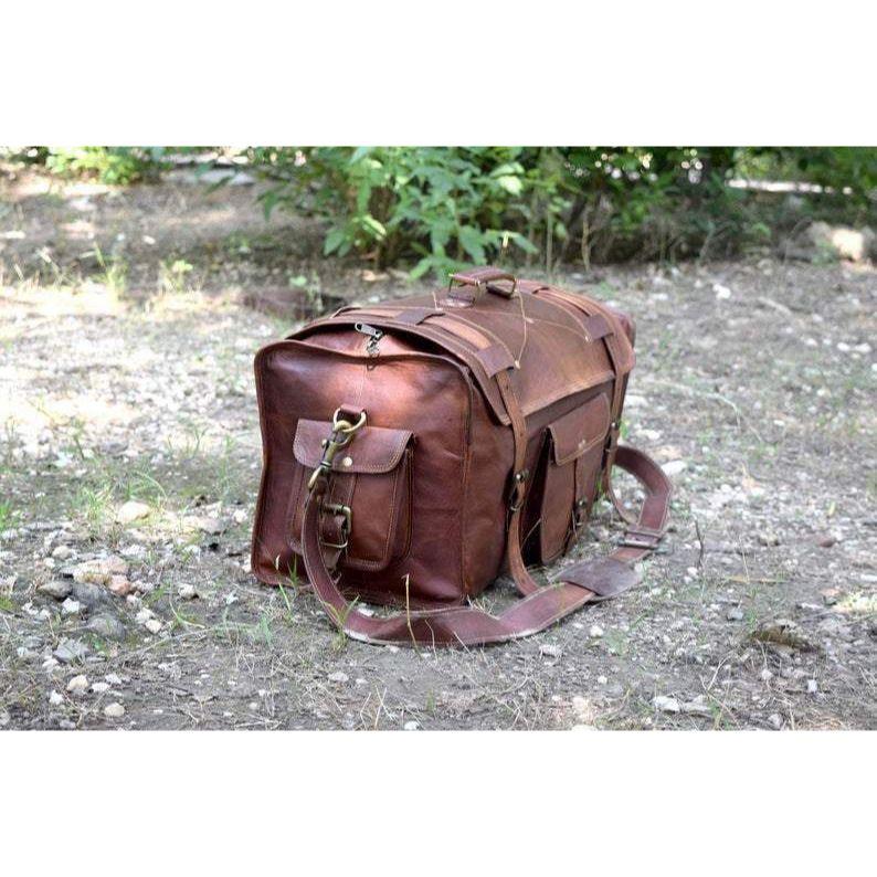 Reisetasche aus Ziegenleder für Herren und Damen, handgefertigte Vintage-Gepäcktasche