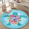1pcSea Turtle Flowers Office Round Area Rug, Indoor Mat Suitable ForOffice, Under Office Chairs Bedroom Living Room Home Decor, Room Deco 094