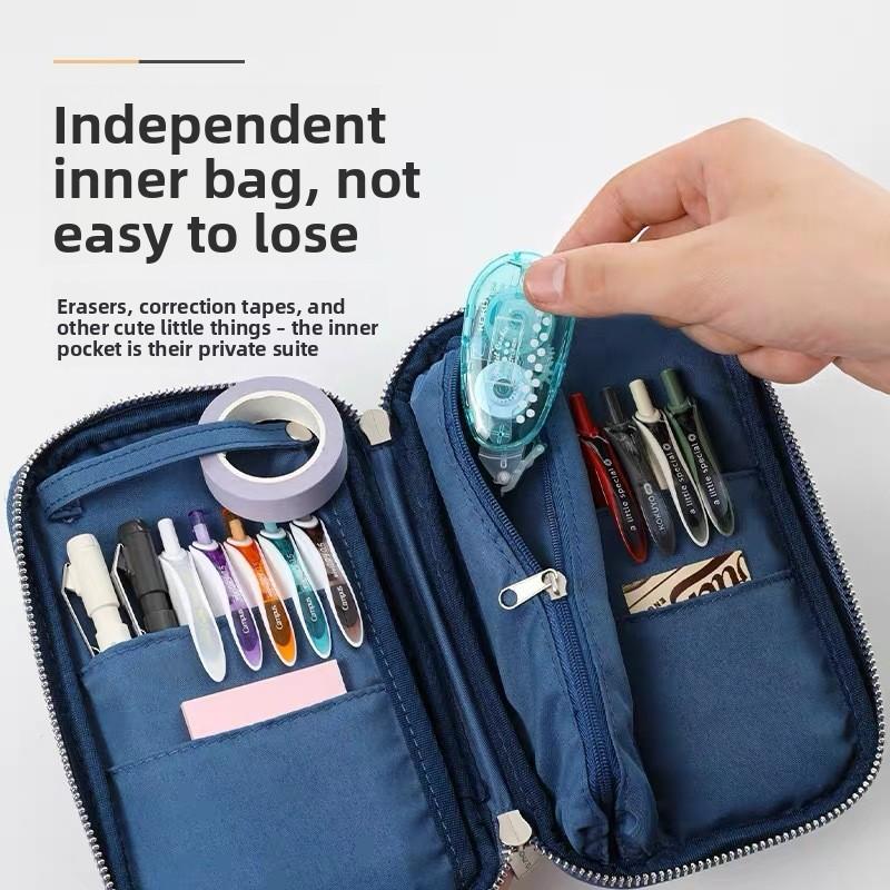 Trousse à crayons en cuir Kokuyo pour étudiants avec grande capacité Organiseur multifonctionnel pour fournitures scolaires