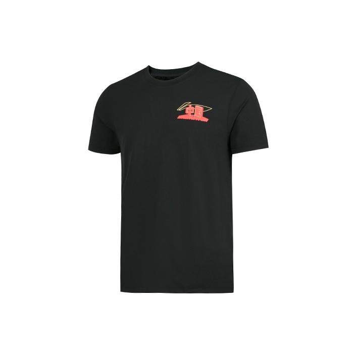 Li-Ning Printed Quick-Dry Breathable Round Neck Short Sleeve T-Shirt Men Tops Black AHSR569-1