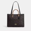 Maggie Tote Bag In Blocked Signature Canvas Gold Walnut Tan