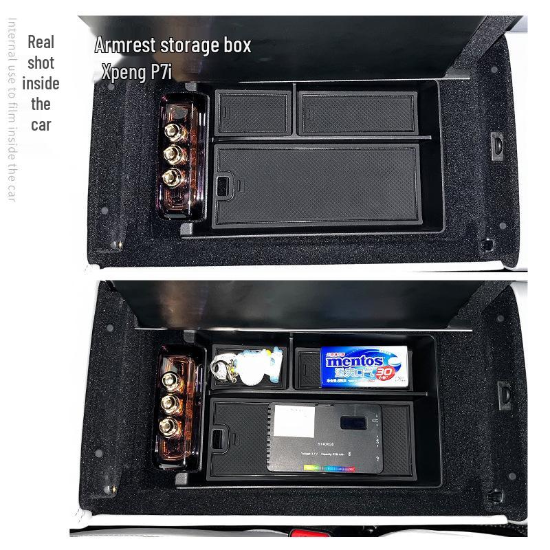 Boîte de Rangement d'Accoudoir Xpeng P7i – Organisateur de Console de Voiture & Accessoire d'Intérieur