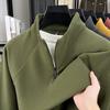 Men's Double-Sided German Fleece Half-Zip Long-Sleeve Sweatshirt - Simple, Warm, Casual Base Layer for Autumn/Winter