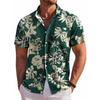 Men's Short Sleeve Shirt Hawaiian Botanical Flower Print Lapel Seaside Button-Down Shirt Top Casual Fashionable Shirts