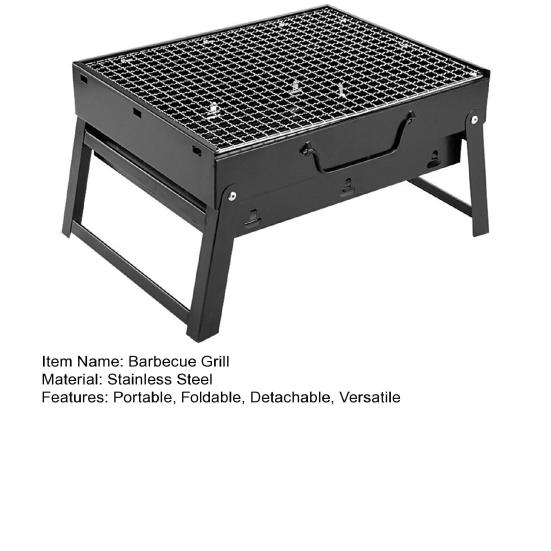 Portable BBQ Grill Stainless Steel Easy To Use Removable Grid Foldable Charcoal Grill for Outdoor Picnic Garden Camping