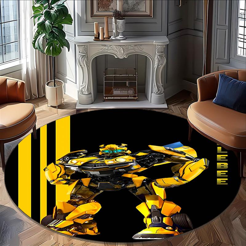 1pc Bumblebee2 Design Printed Area Round Carpet for Bedroom Living Room Home Decor Rugs Mat Non Slip Mat Rug for Bedside