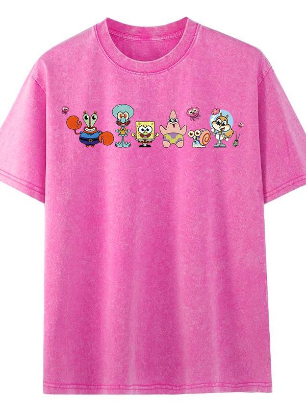 T-shirt Rétro Oversize Manches Courtes Coton Lavé Effiloché Unisexe