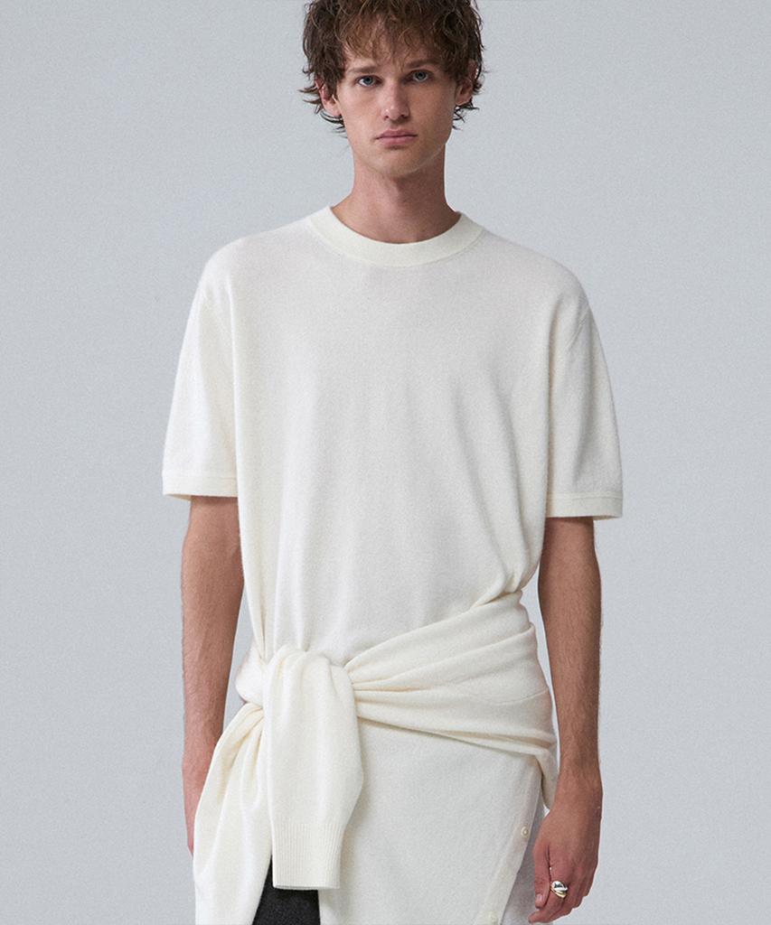 UMARMUNG Wool Cashmere Half Sleeve Pullover_Ivory