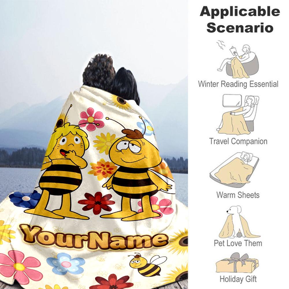 Biene Maja Personalized Name Blanket Throw Customizable Blanket Soft & Cozy Versatile for Office Chair Chair Bedding Couch for All Occasions