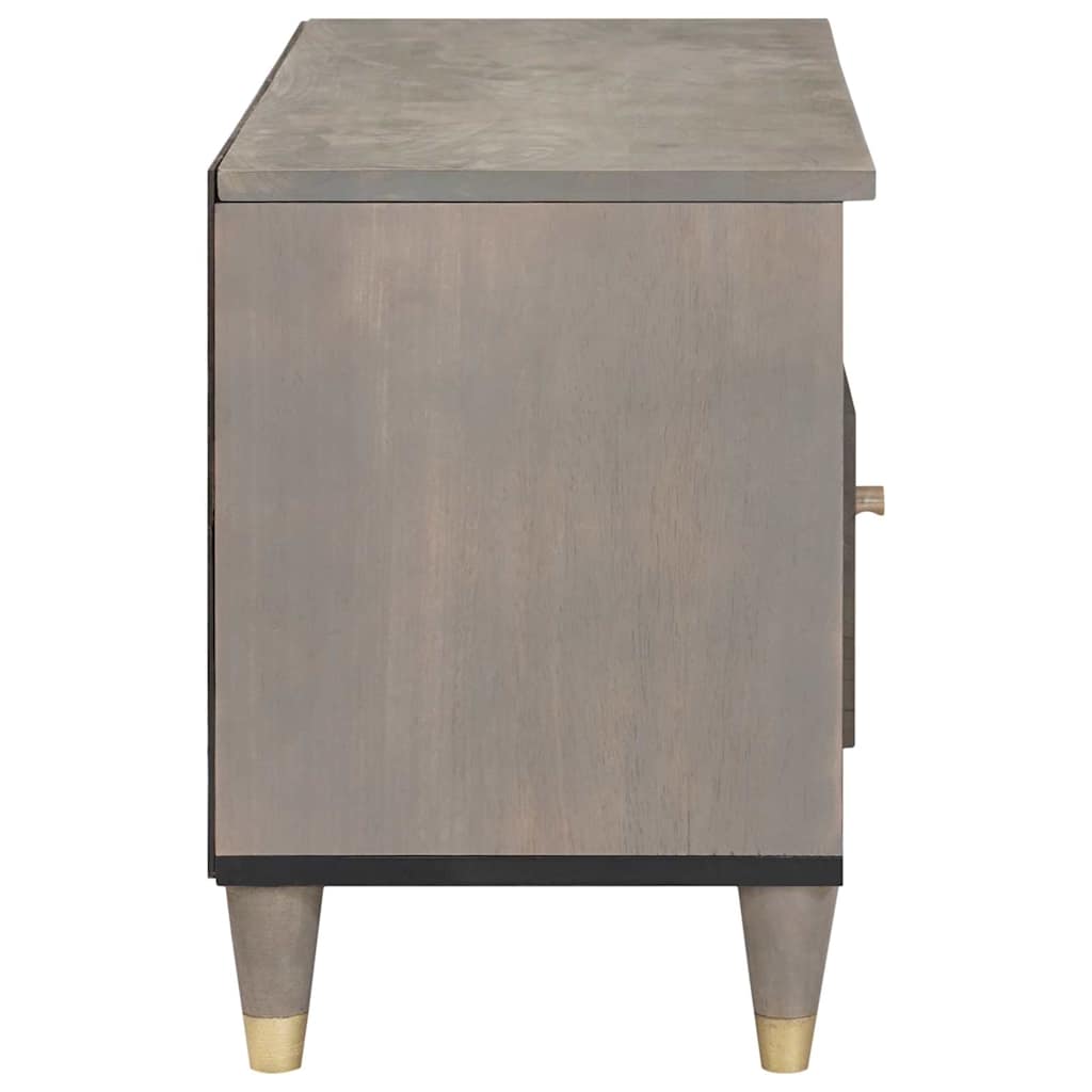 TV Cabinet with Drawers Gray 80 X 33 X 46 Cm Solid Mango Wood