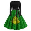 Women's Fashion -neck Christmas Print Long-sleeved Casual Dress