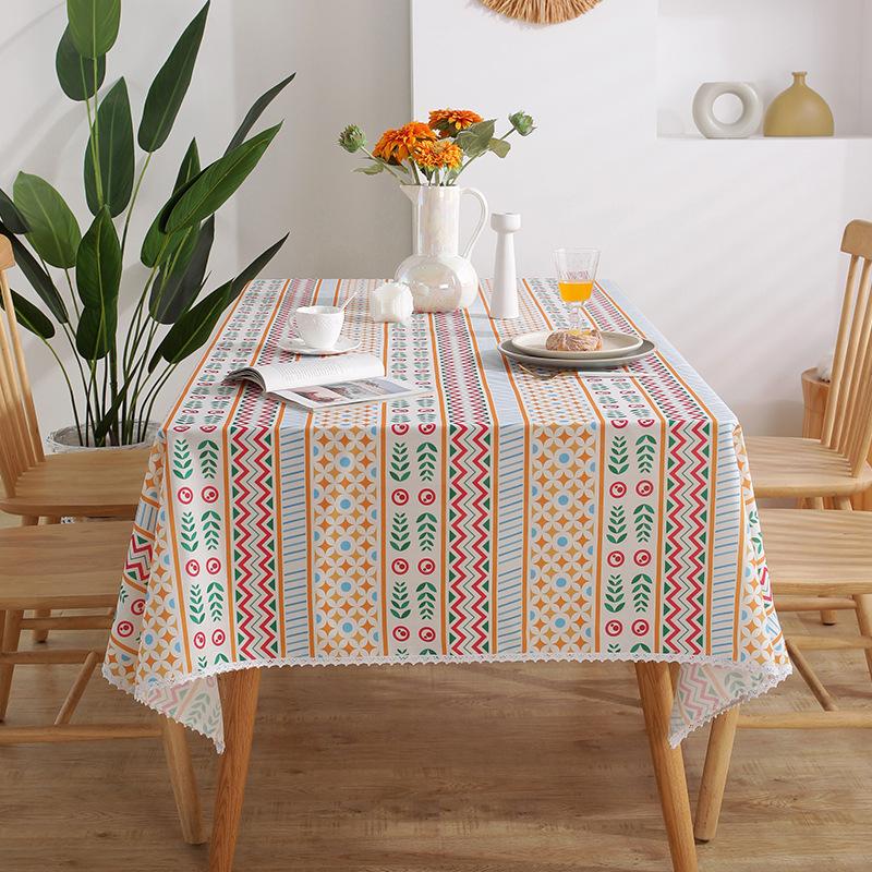 North Style Lace Dining Table Cloth Printed Tablecloth Cover Towel Striped Floral Rectangular Tablecloth Table Top