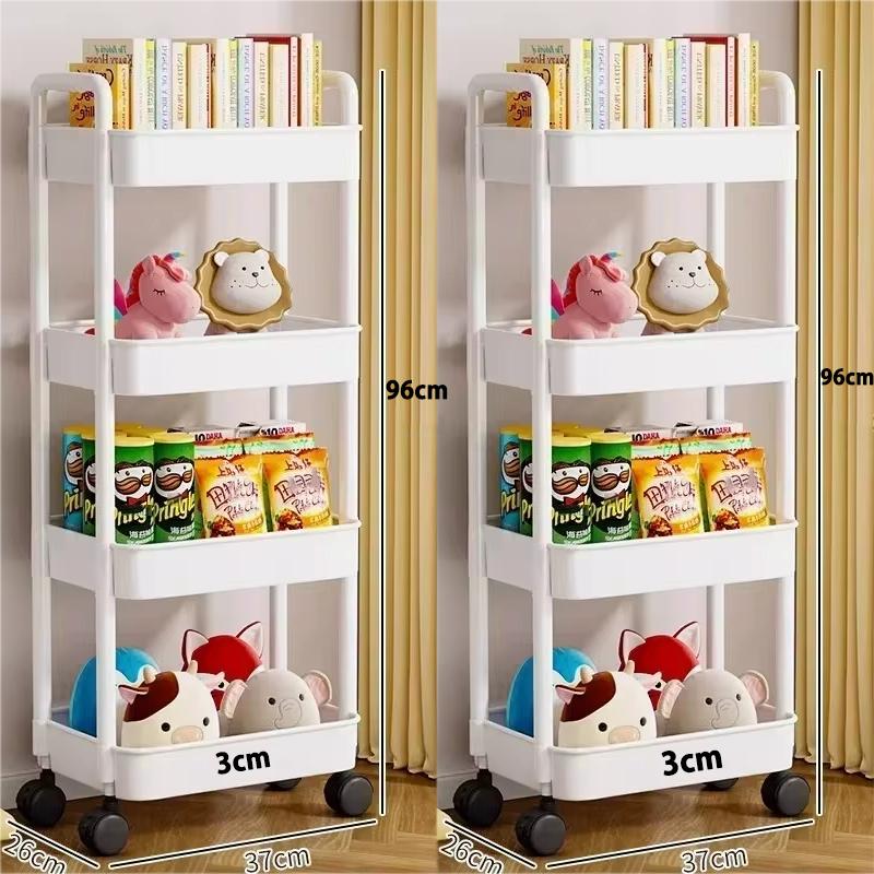 Bücherregal-Aufbewahrungswagen, mobiler Küchen-Organizer-Wagen mit Rädern, mehrschichtige Badezimmerregale, Haushalts-Snack-Aufbewahrungsregal