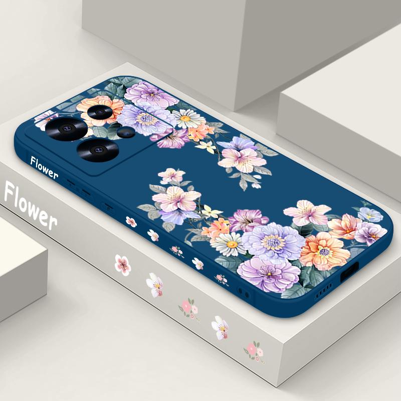 Für Xiaomi 13T Poco X7 F6 X6 Pro M6 C65 Redmi K70E 13C Note 14 13 Pro 12 11 Hülle Blumenmuster Weiches TPU Lanyard Matte Stoßfeste Schlanke Telefonabdeckung