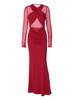 Long Sleeve Solid Color Sheer Mesh Bodycon Dress For Winter Party And Night Out