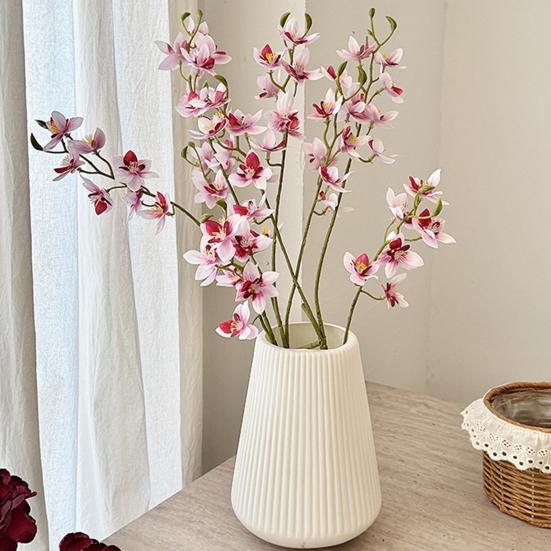 Fake Freesia Flower Stem 29.5 Inch Realistic Artificial Orchid Flower Real Touch Faux Phalaenopsis Branches for Wedding Party Home