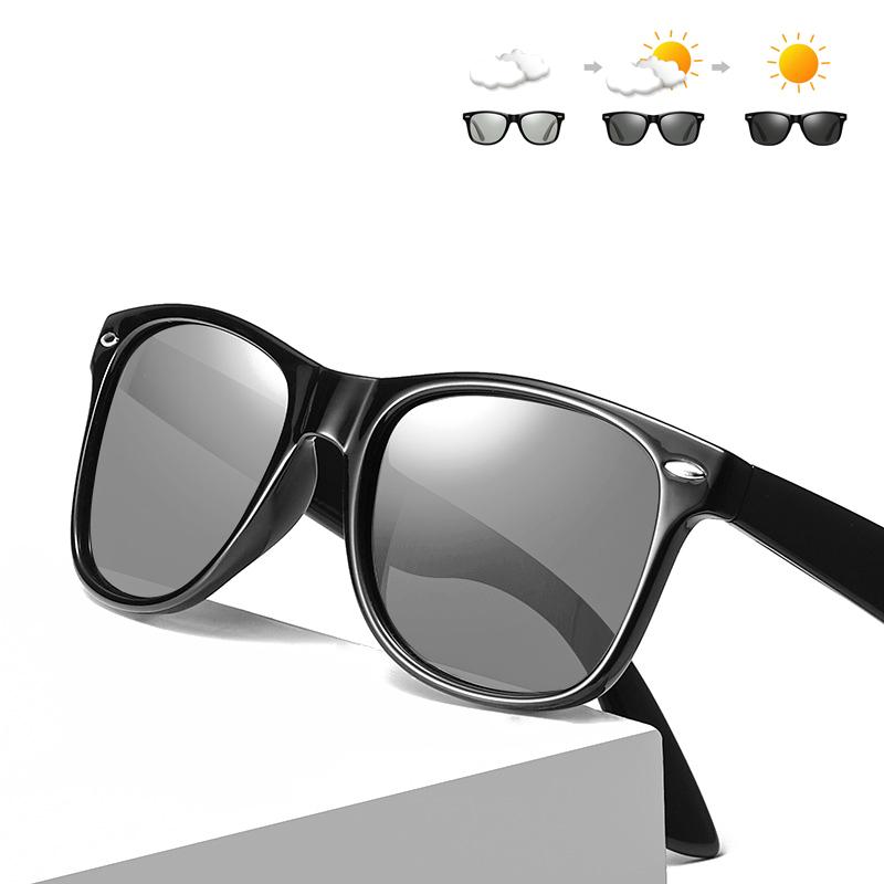 Square Photochromic Sunglasses Men Women Black Business Polarized Sun Glasses Outdoor Change Color Driving Fishing Shades