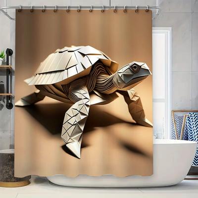 3D Turtle Print Shower Curtain Waterproof Decorative Home Bath Rug Decor Bathroom Liner Accessories for Kids 180X240cm