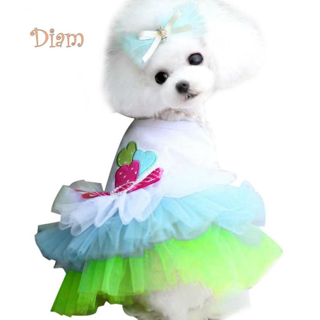 ELENS Sommar Husdjur Hund Katt Valp Läppklänning Tutu Kläder T-shirt Andas spets kostym